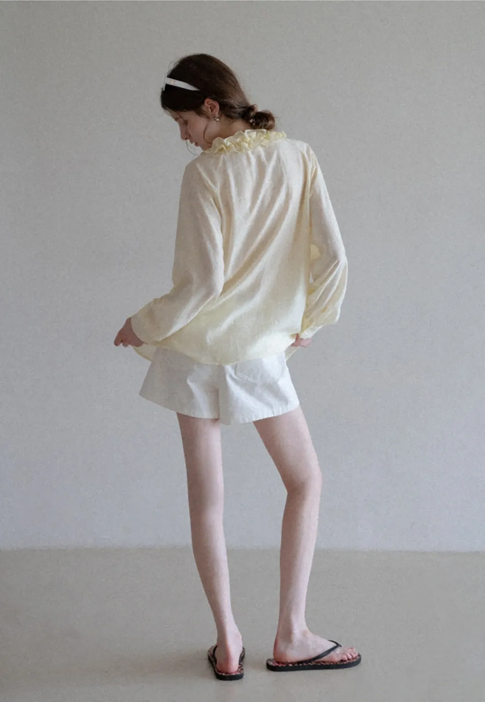 Women’s Ruffle Front Long Sleeve Blouse