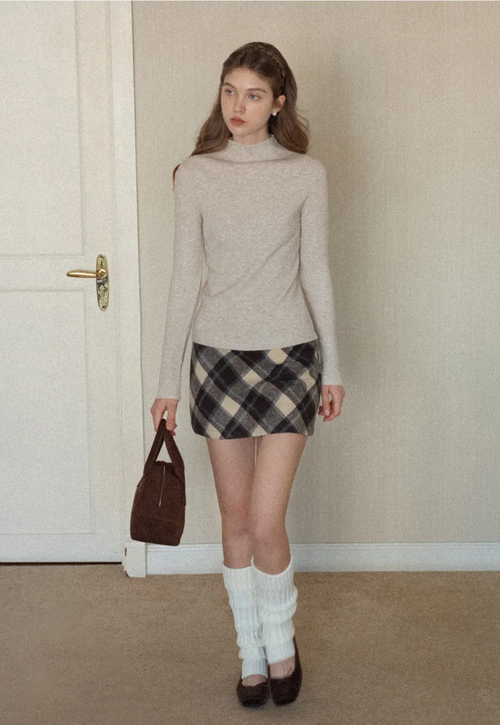 Mock Neck Ribbed Knit Sweater