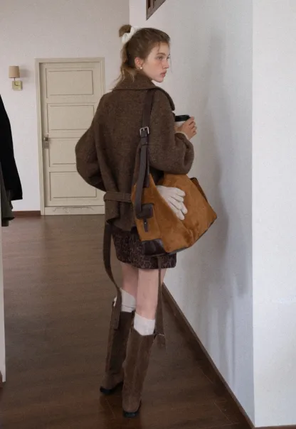 Womens Casual Wool Blend Short Coat