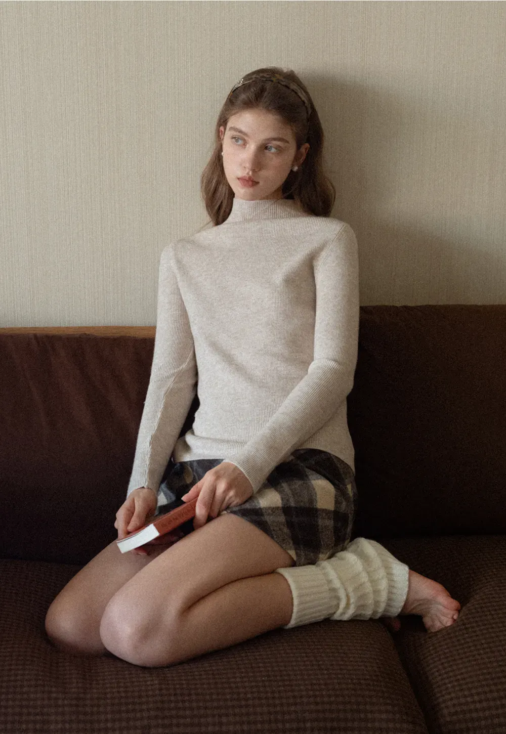 Mock Neck Ribbed Knit Sweater