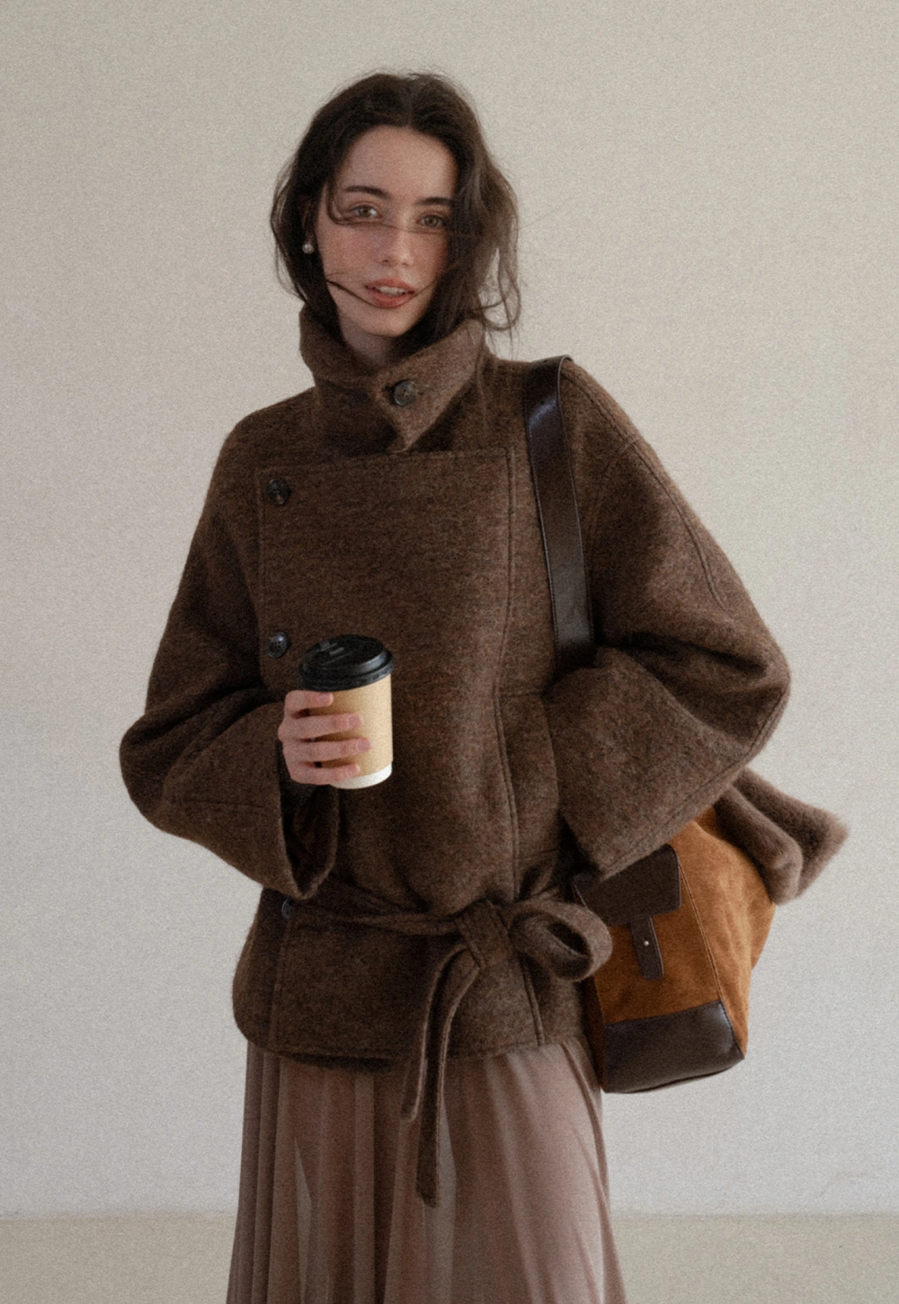 EGGKA カジュアル ウールブレンド ショートコート Womens Casual Wool Blend Short Coat – EGGKA