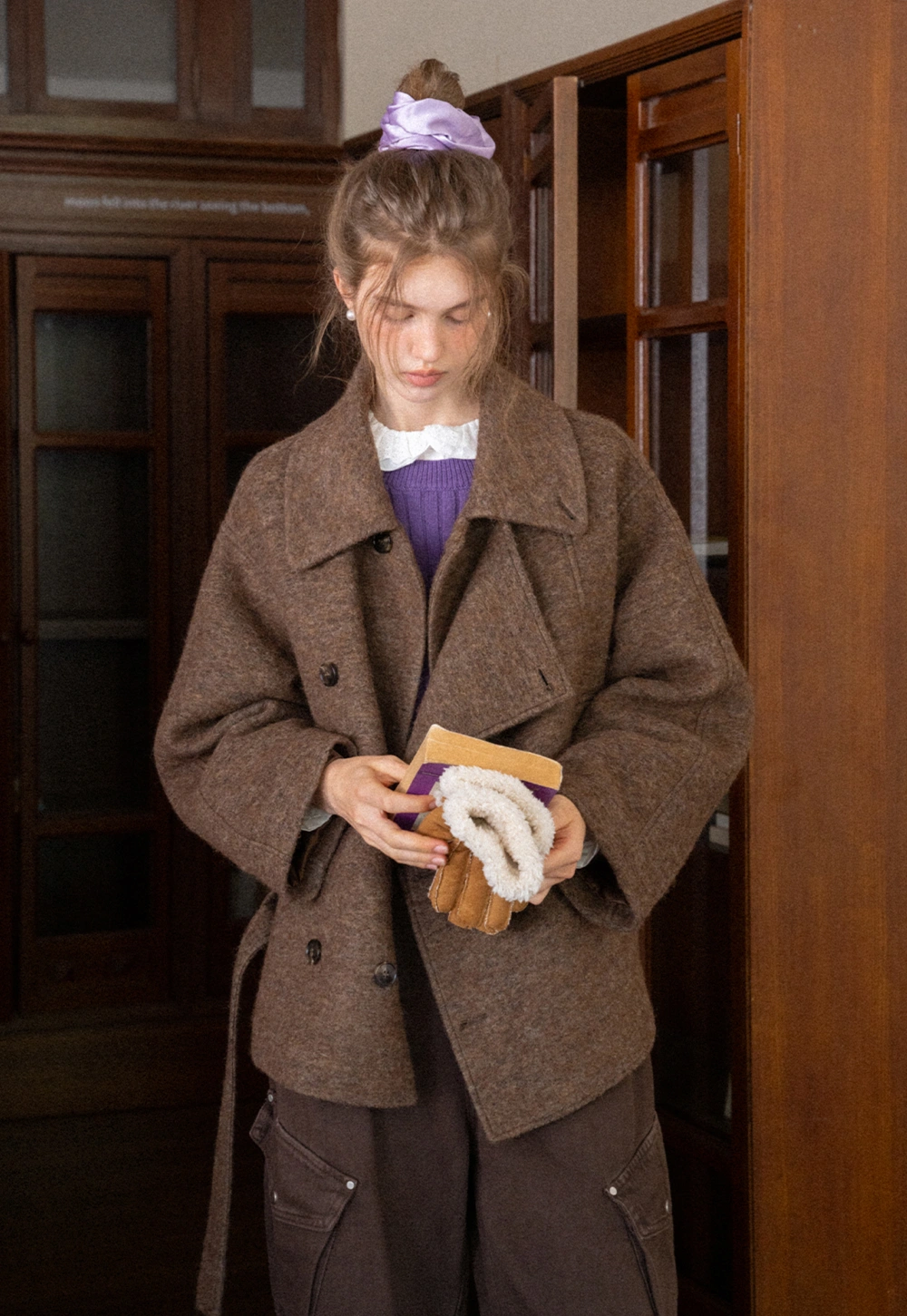 Manteau Court Femme En Laine Mélangée - Veste Ouverte Avec Poches - Collection Automne-hiver - 9