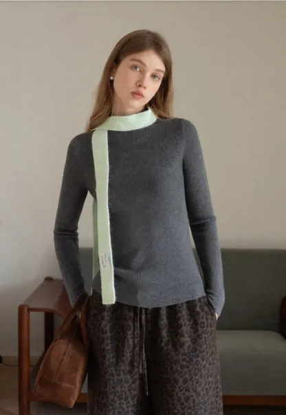 Mock Neck Ribbed Knit Sweater