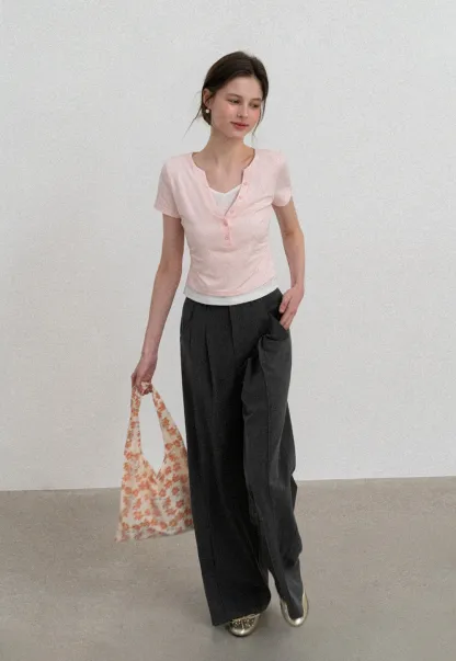 Short Sleeve T Shirt with Round Neck