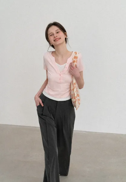 Short Sleeve T Shirt with Round Neck