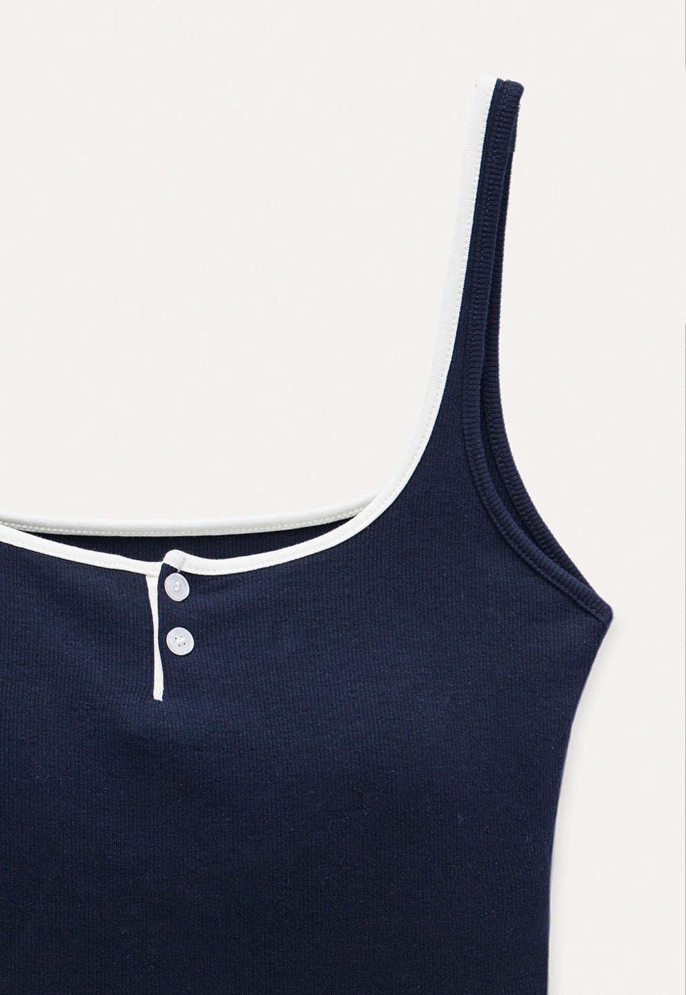 Contrast Trim Buttoned Tank Top