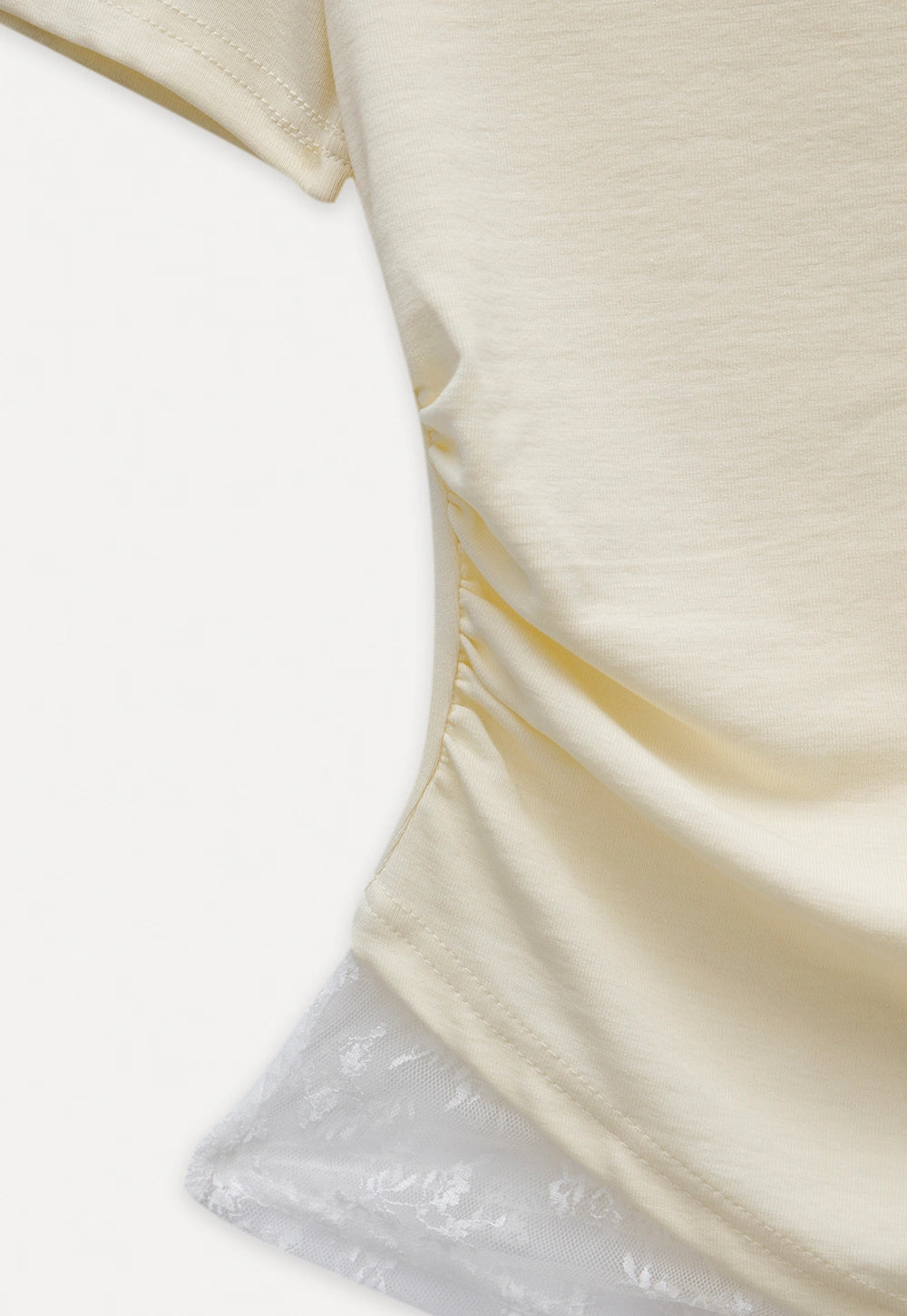 Asymmetrical Off-Shoulder Tee with Lace Hem