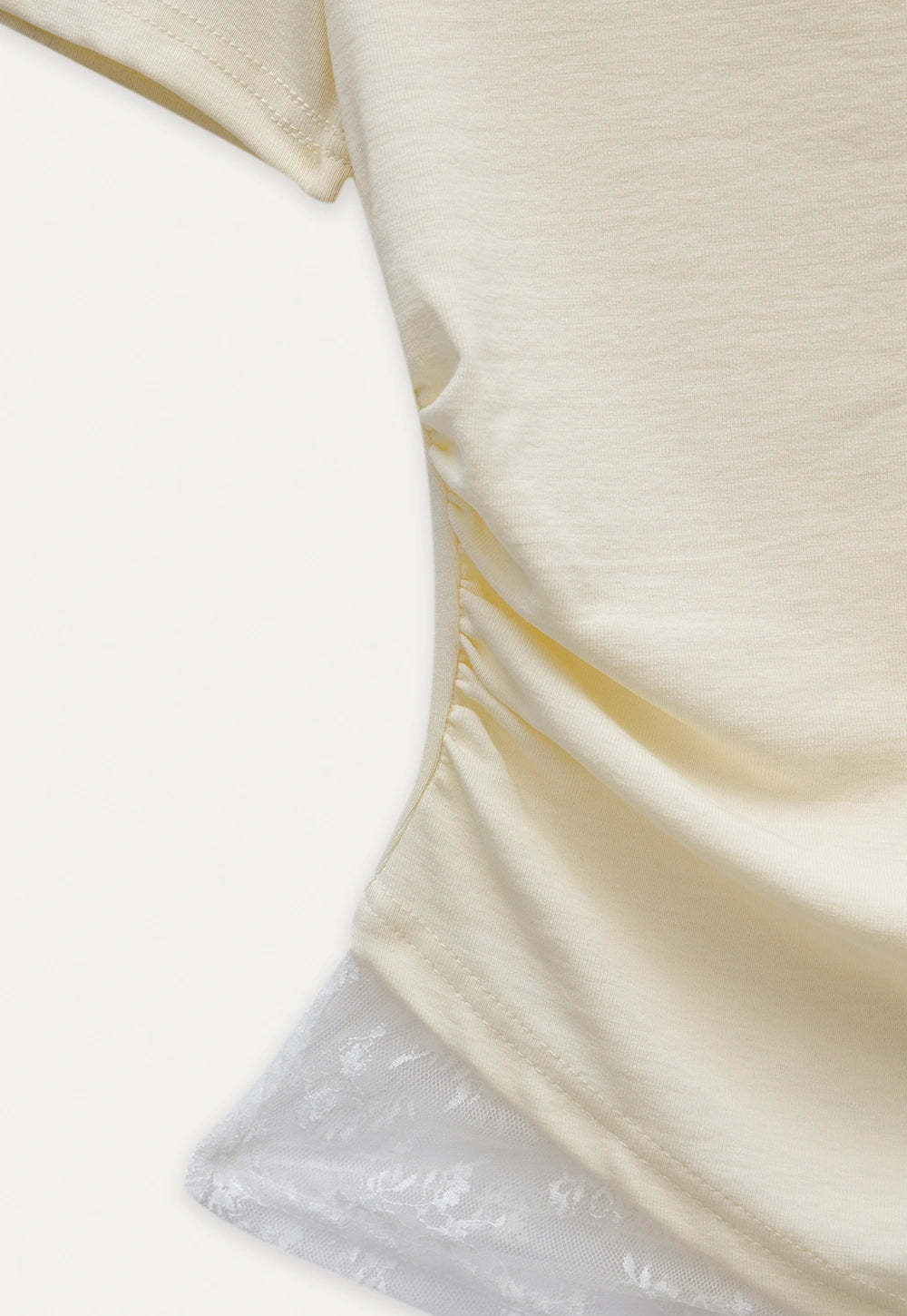 Asymmetrical Off-Shoulder Tee with Lace Hem