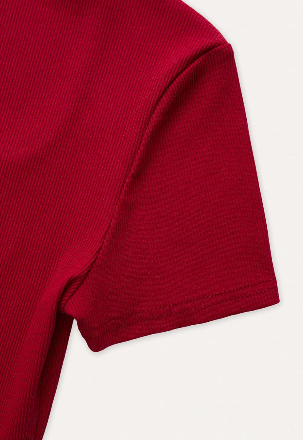 Square Neck Ribbed Tee with Bow Detail