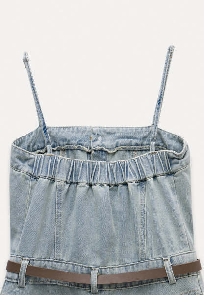 Women’s Denim Button Front Midi Dress with Belt