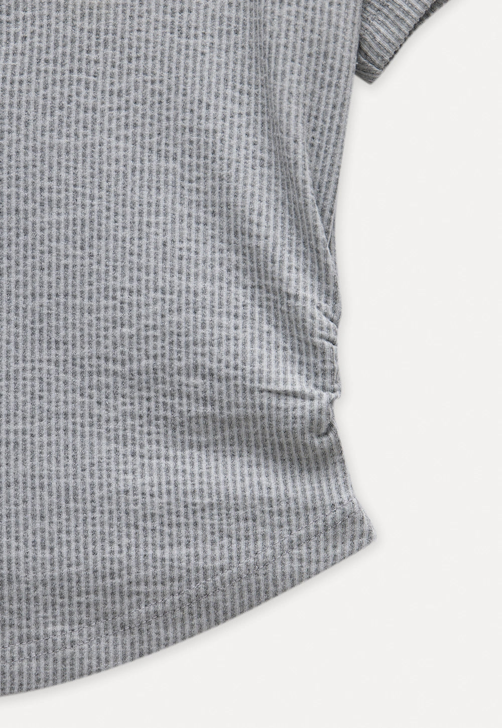 Waffle Knit Notch Neck Fitted T-Shirt2