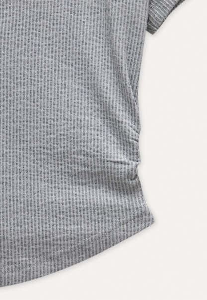 Waffle Knit Notch Neck Fitted T-Shirt2