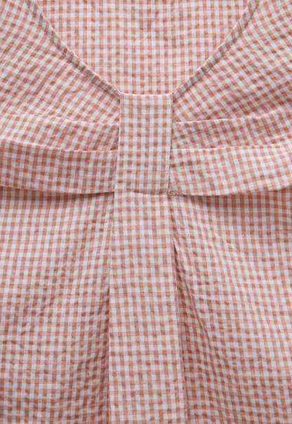 Bow Tie Pleated Textured Plaid Vest Top