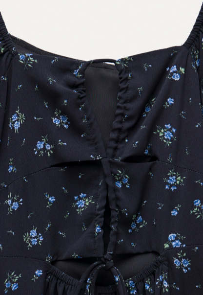 Floral Ruffle Sleeve Midi Dress