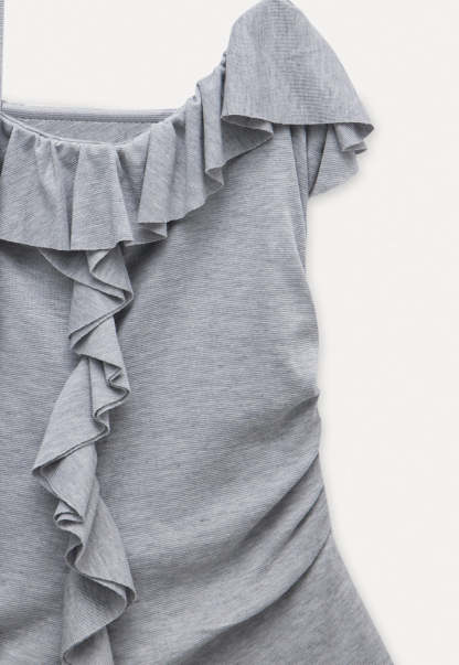 Women's Ruffled Sleeveless Top with Adjustable Tie