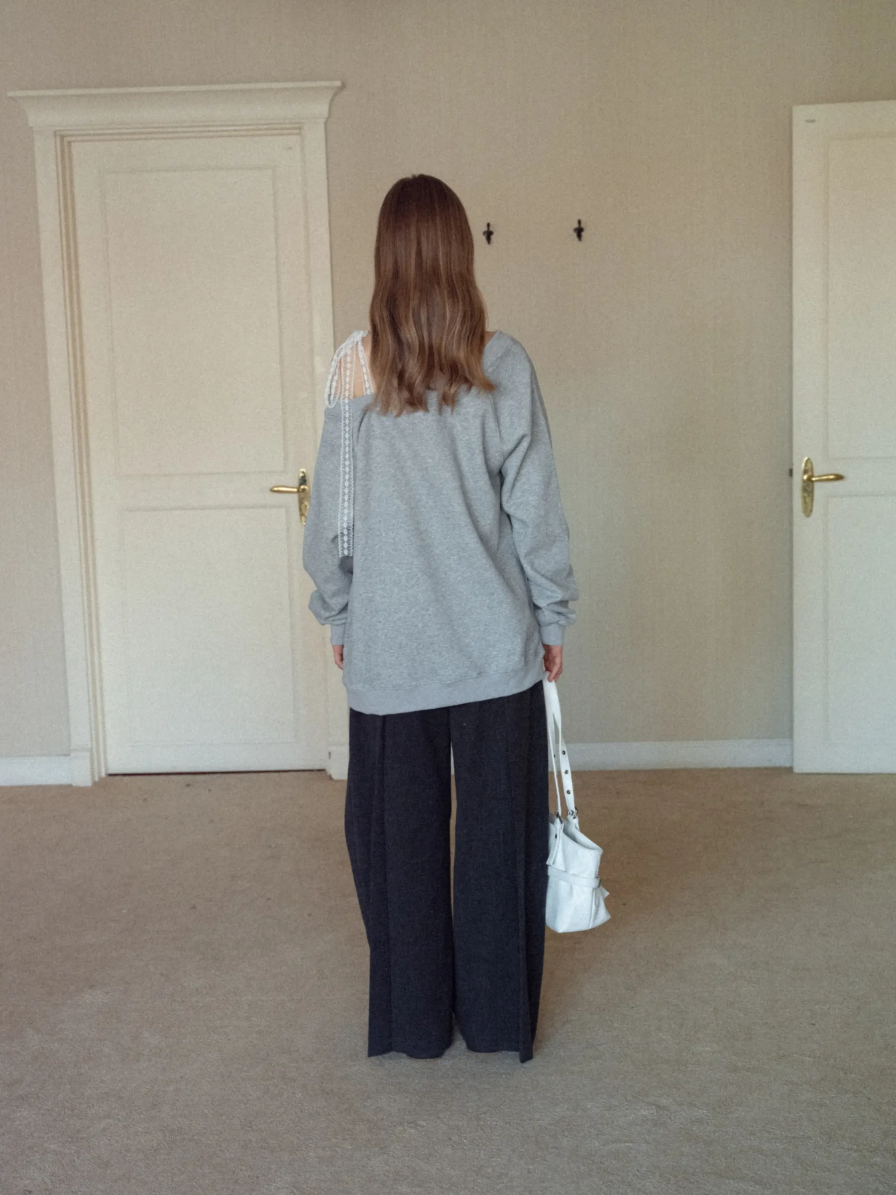 Women's Lace Off Shoulder Graphic Sweatshirt