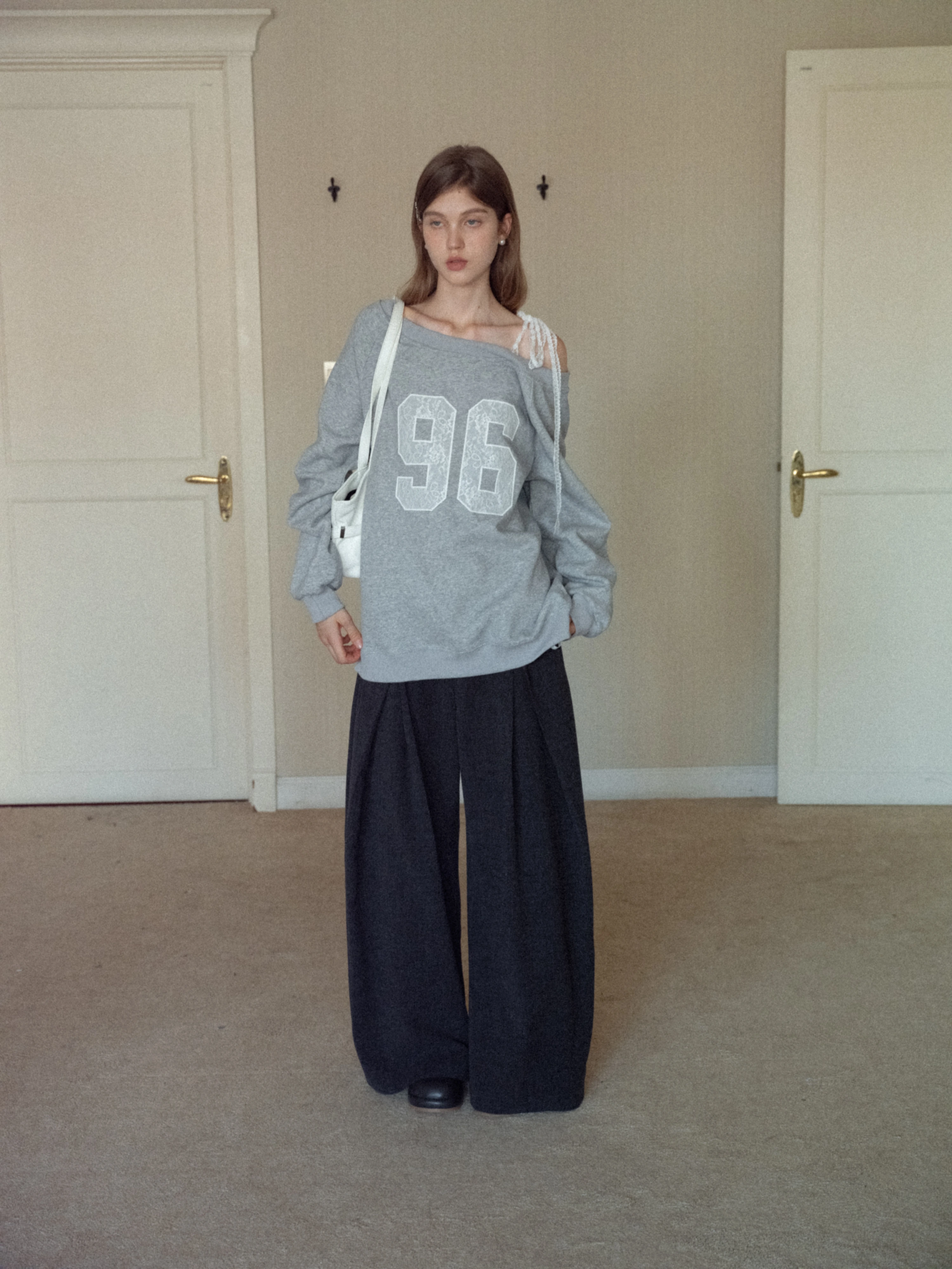 Women's Lace Off Shoulder Graphic Sweatshirt