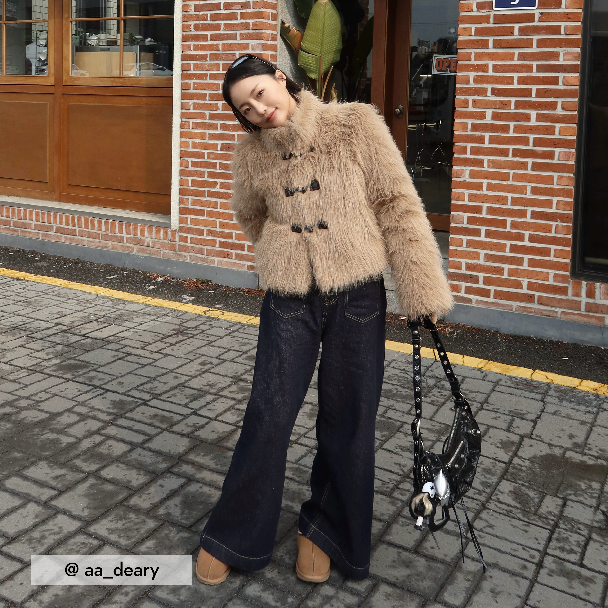 レディース ツイード ジャケット - クロップド、ノーカラー、ブラック