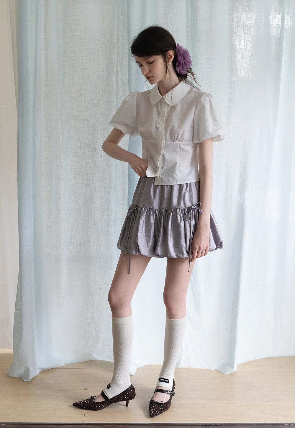 Tiered Bubble Mini Skirt