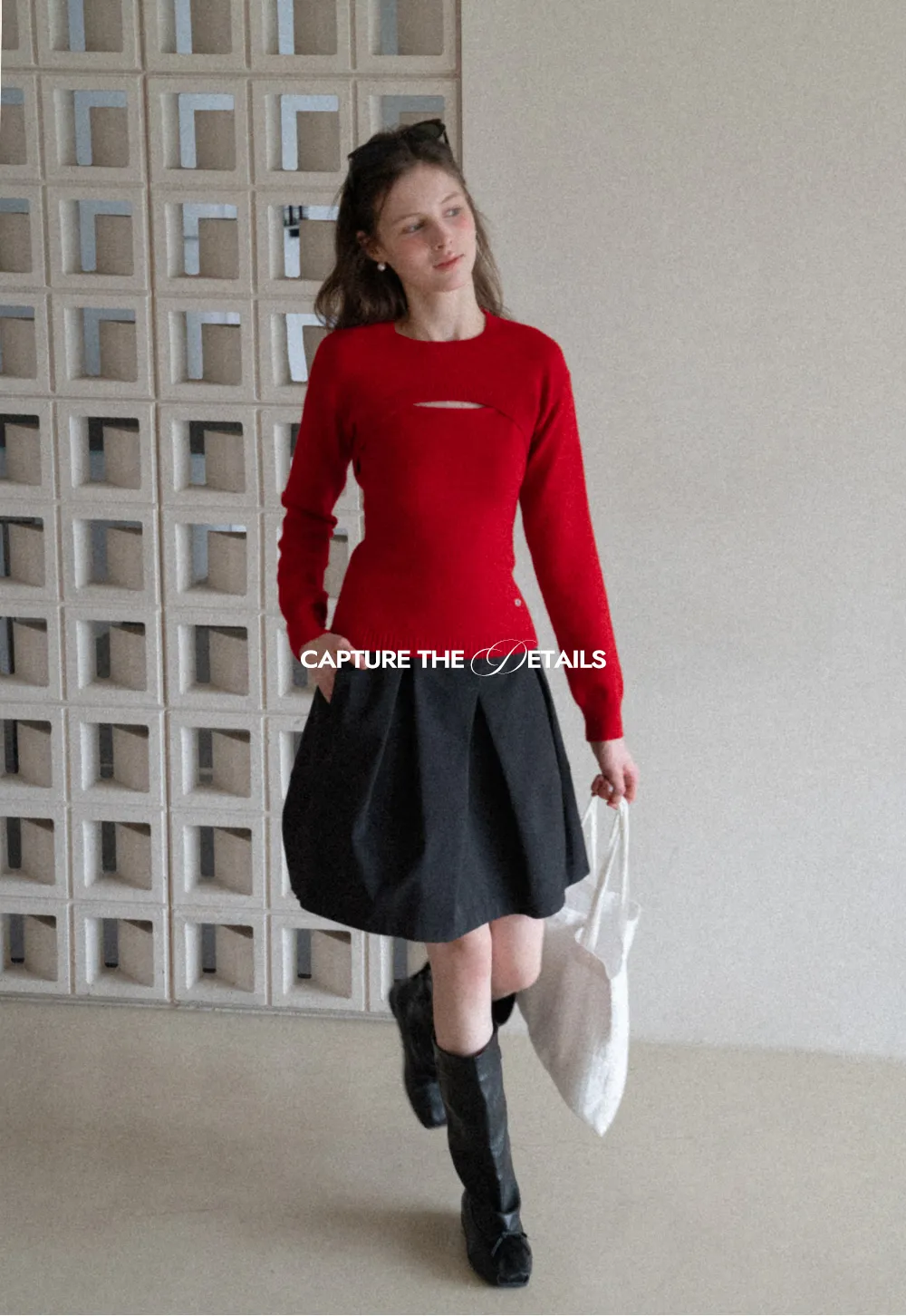 Pleated A Line Mini Skirt with Layered Design