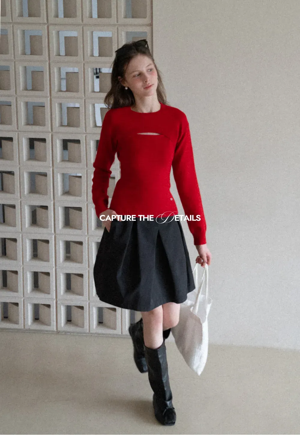 Pleated A Line Mini Skirt with Layered Design