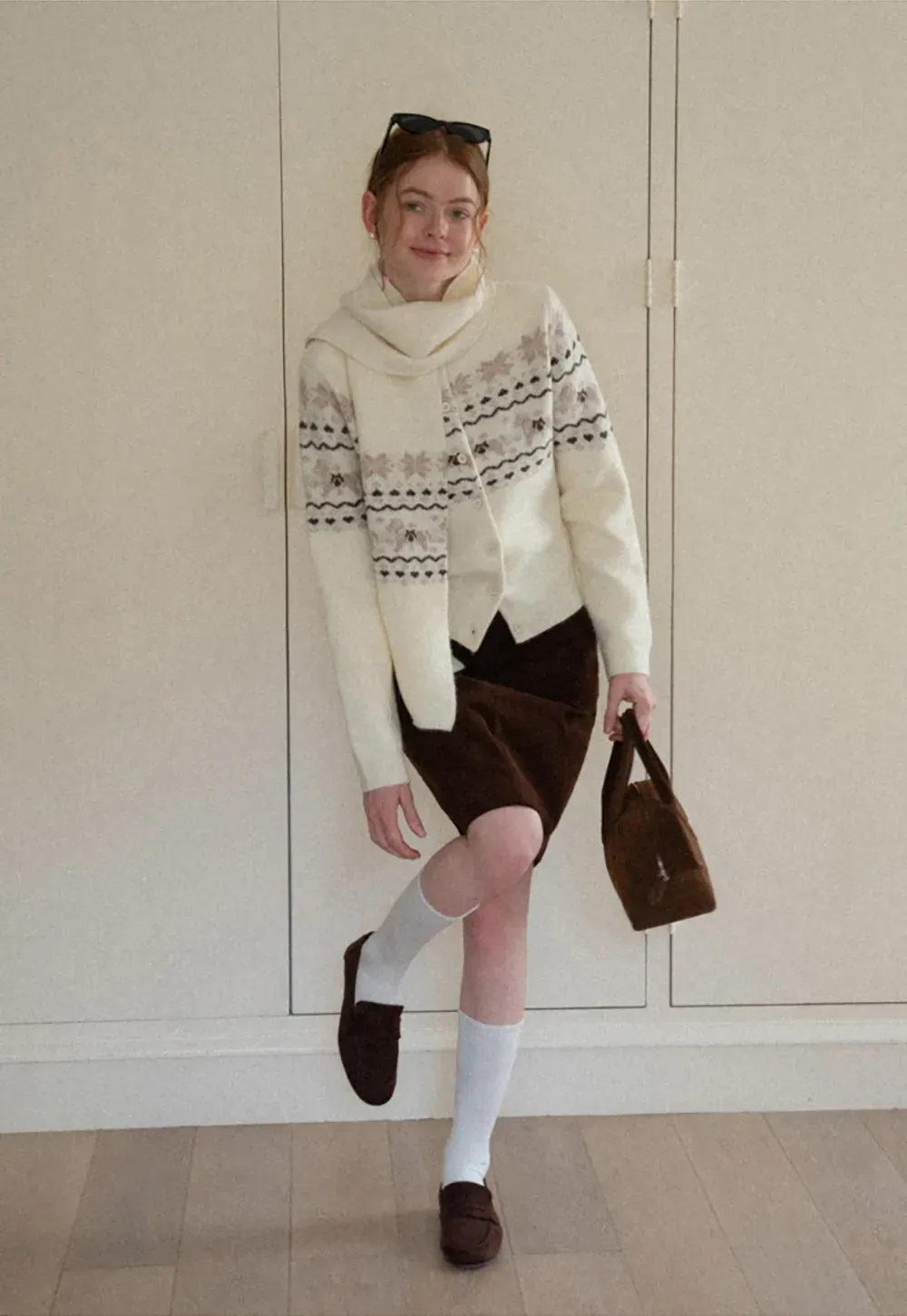 Winter Fair Isle Knit Sweater with Snowflake and Animal Pattern