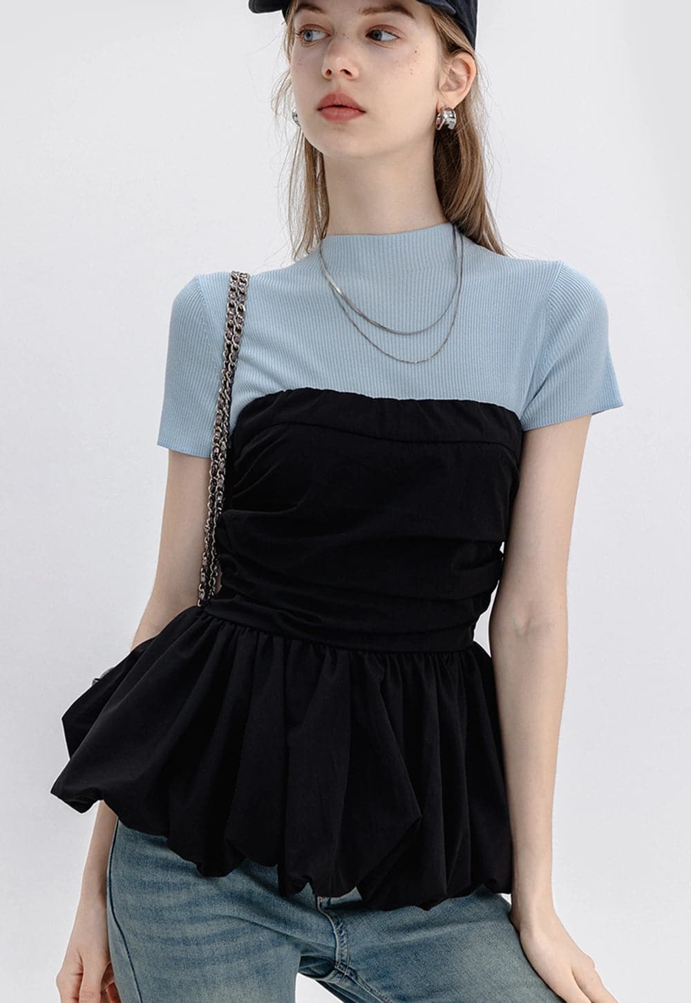 トップス andwang off shoulder bijou tops Chic Off-Shoulder Bandeau Top with Gathered Hem – EGGKA