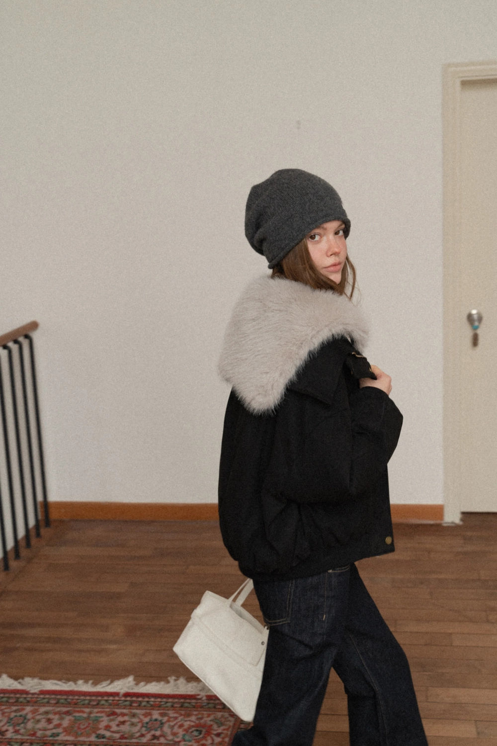 Women Fuzzy Collar Suede Jacket Warm Outerwear