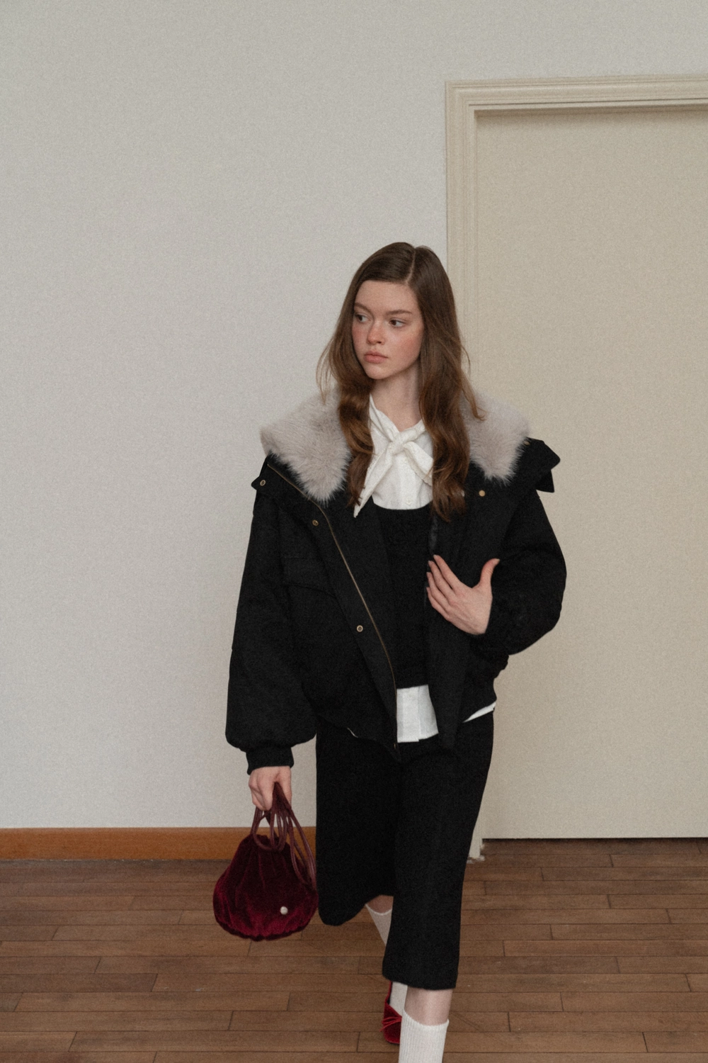 Women Fuzzy Collar Suede Jacket Warm Outerwear