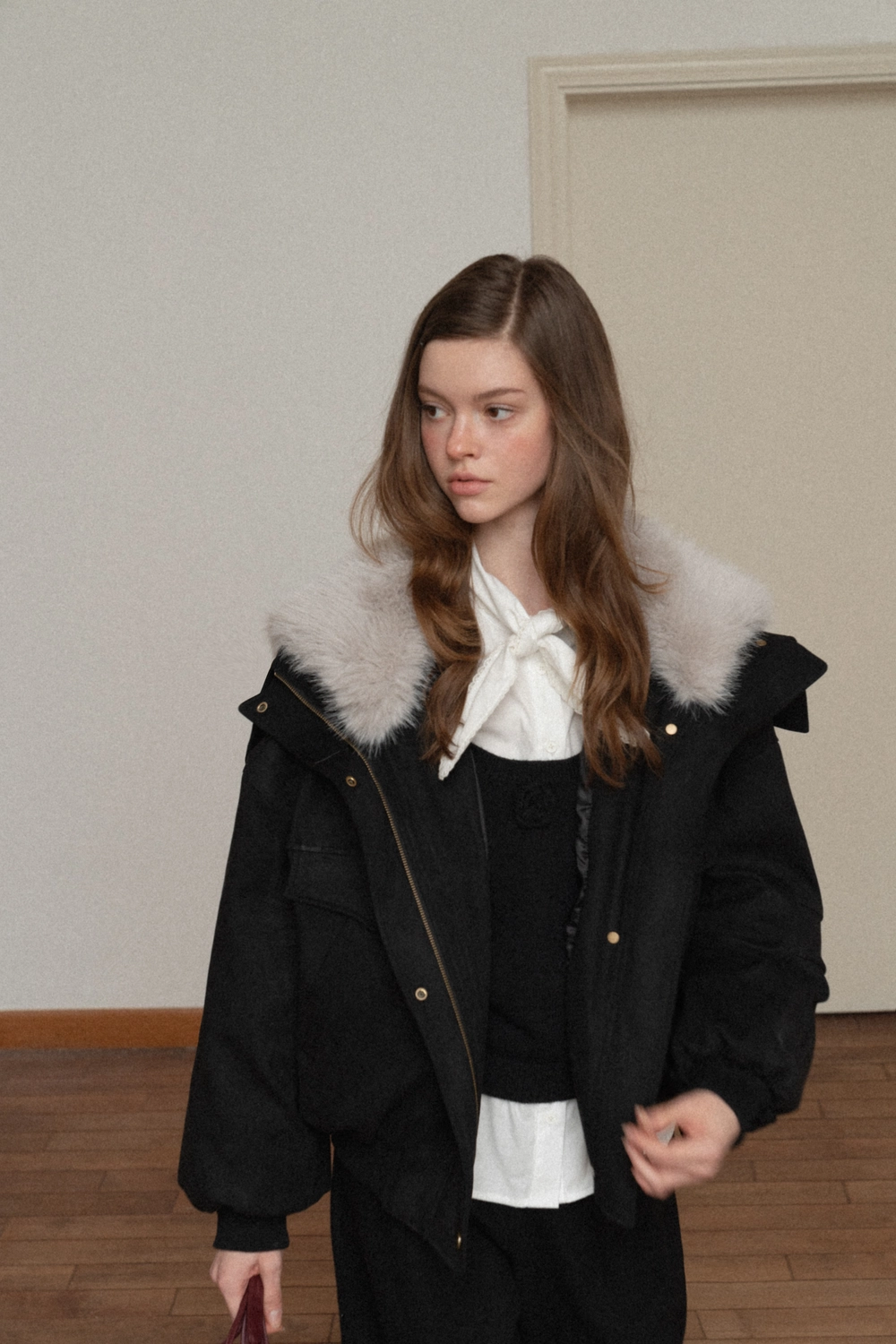 Women Fuzzy Collar Suede Jacket Warm Outerwear