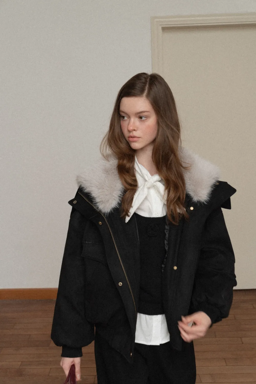 Women Fuzzy Collar Suede Jacket Warm Outerwear