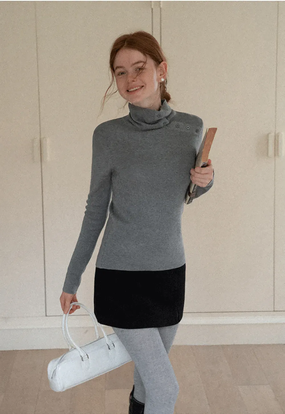 Turtleneck Sweater Long Sleeve Knitwear Women's Fitted Top