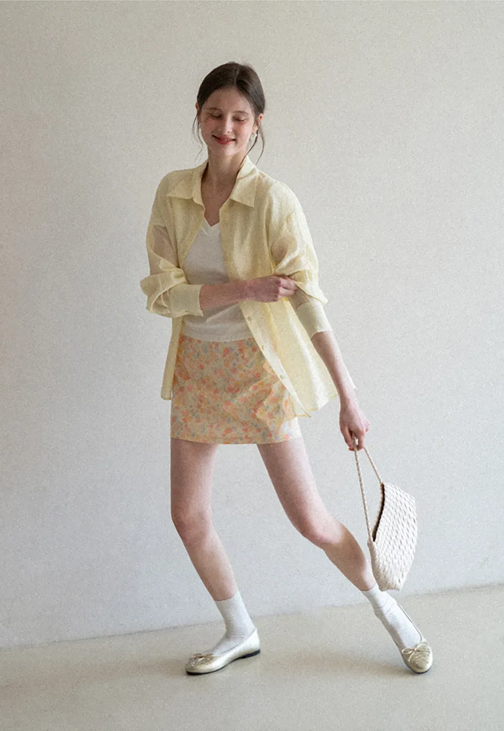 Floral Print Mini Skirt with Fitted Waist