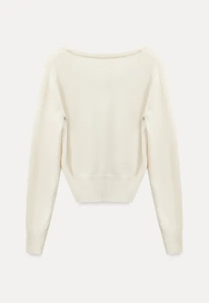 V Neck Knit Sweater with Layered Collar Design