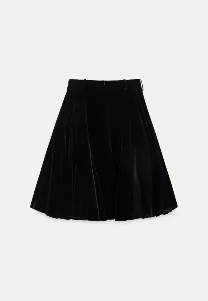 Velvet Pleated Mini Skirt