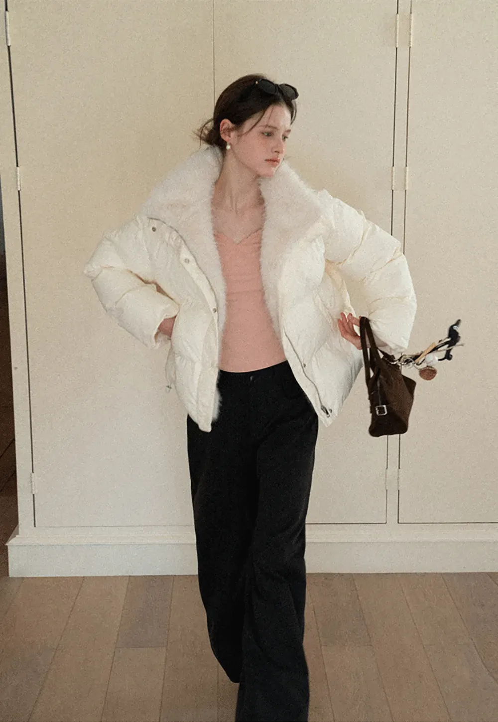 V neck long sleeve top with lace trim and fitted design