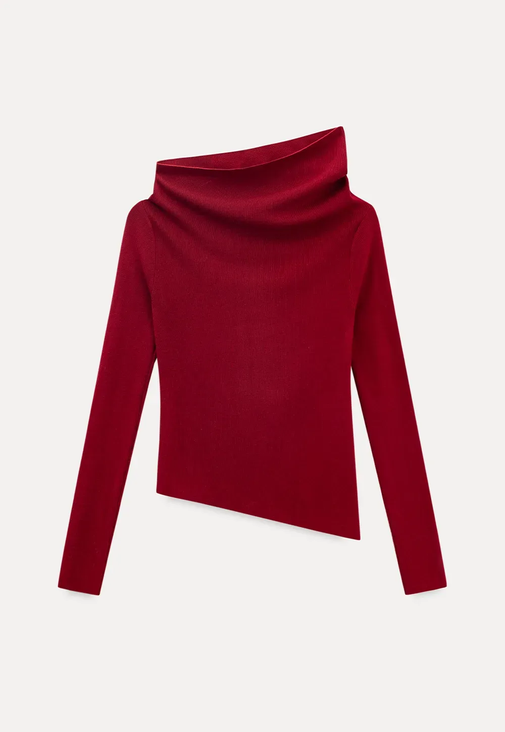 Elegant Off Shoulder Knit Top with Asymmetrical Design