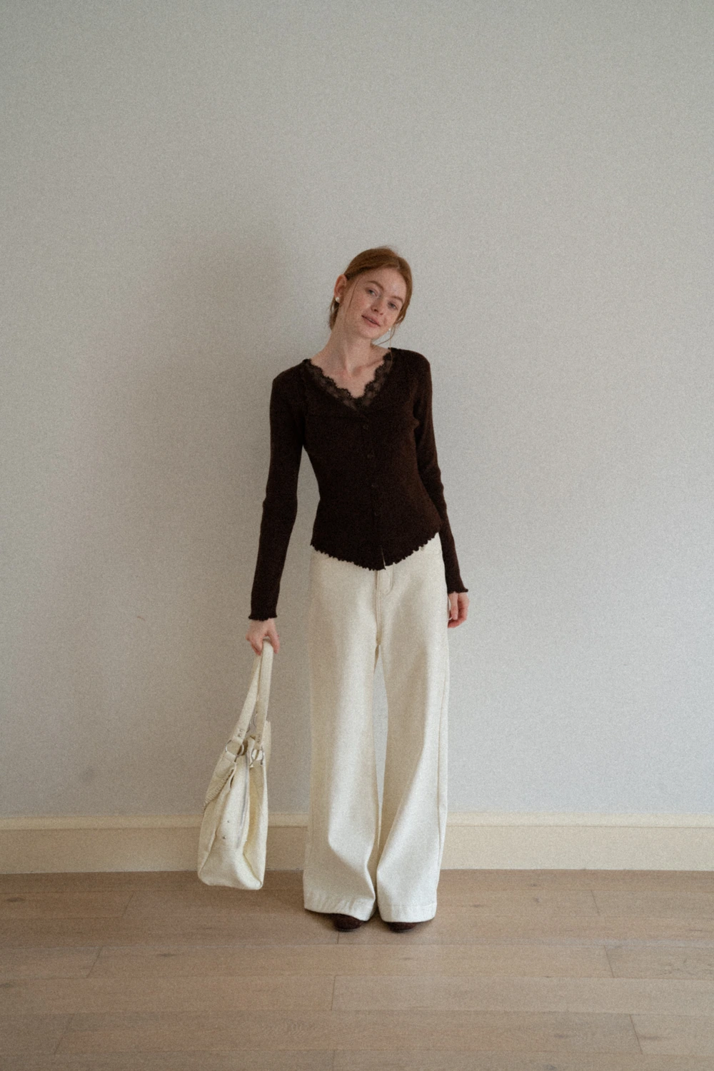 Lace Trim Ribbed Knit Top