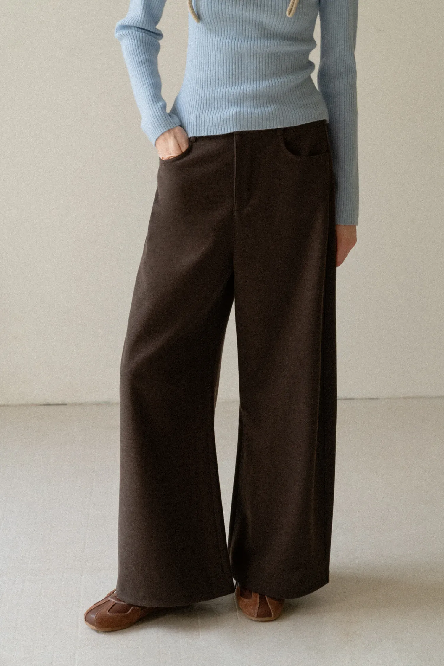 Soft Knit Wide-Leg Pants in Charcoal