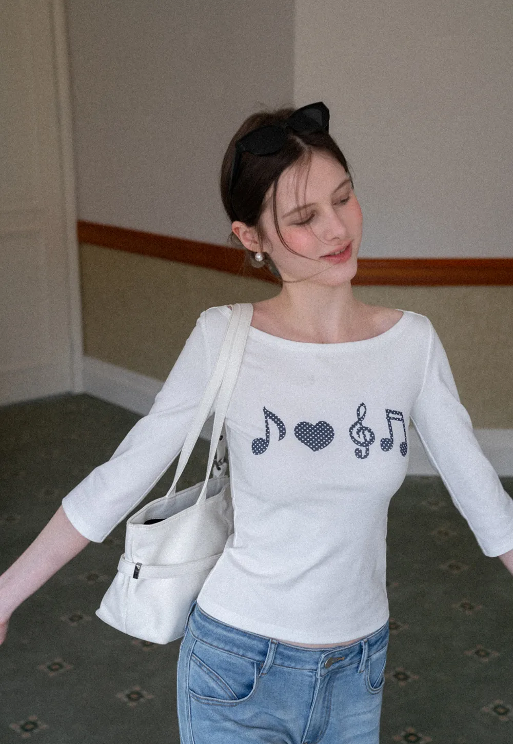 Tshirt with musical notes and heart pattern