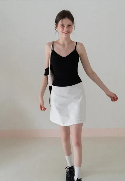 A-line mini skirt with front darts and clean hem