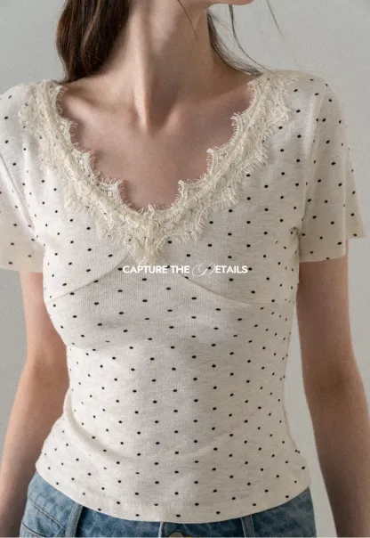 Polka Dot Short Sleeve T Shirt