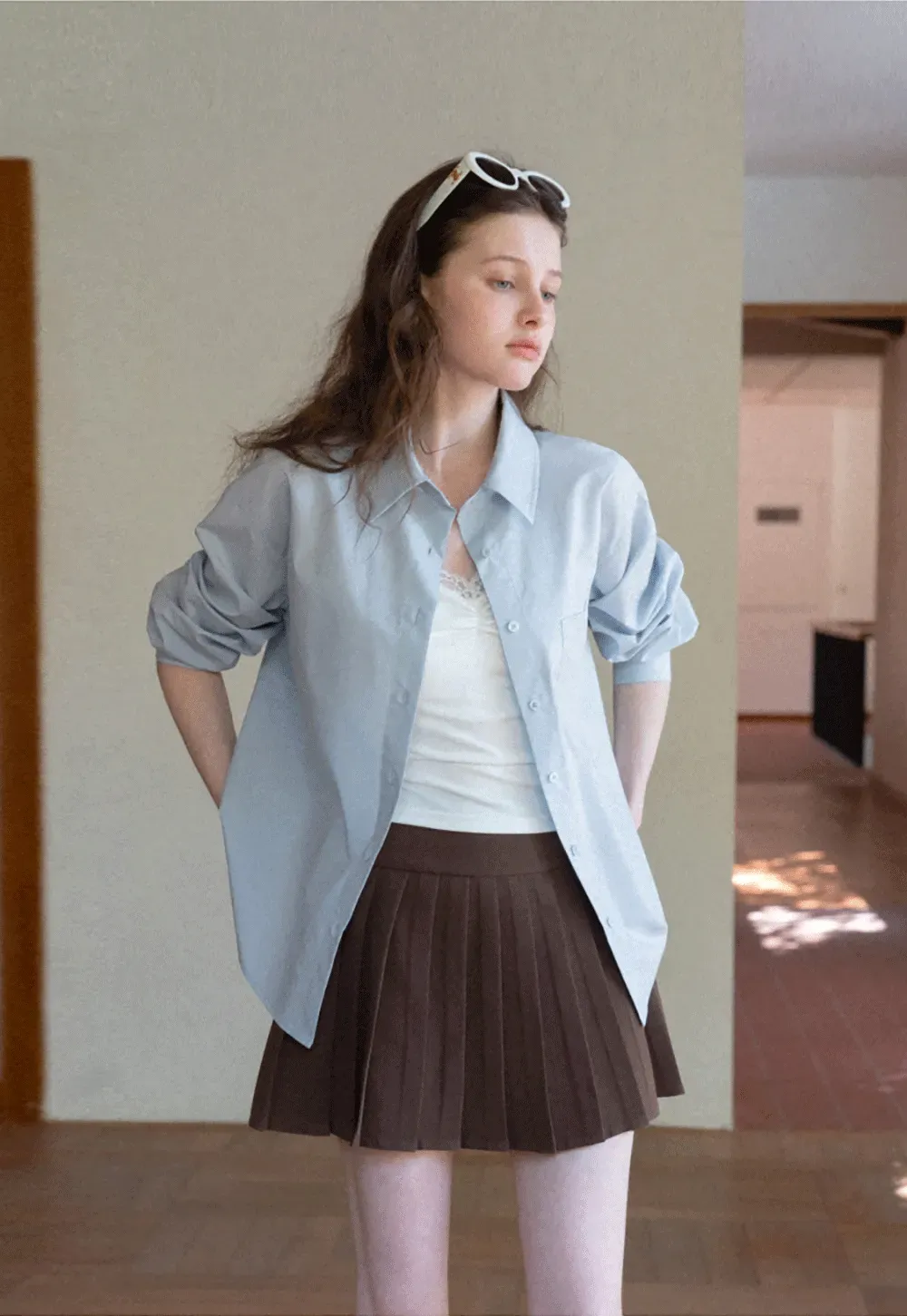 Classic button down shirt with rolled sleeves