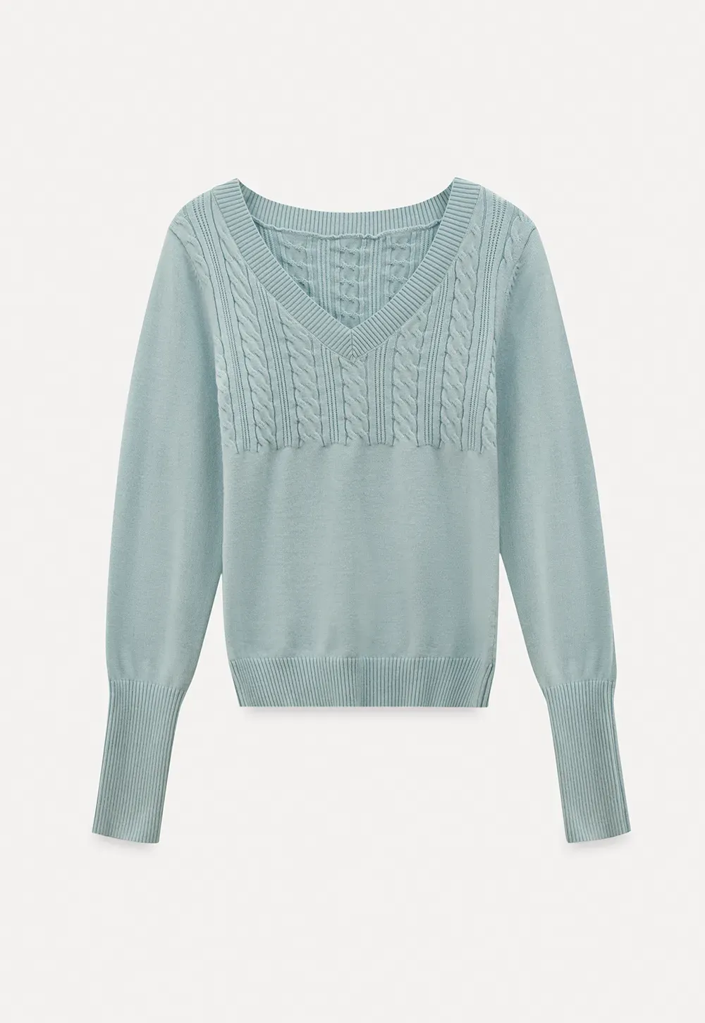 V Neck Long Sleeve Knit Sweater