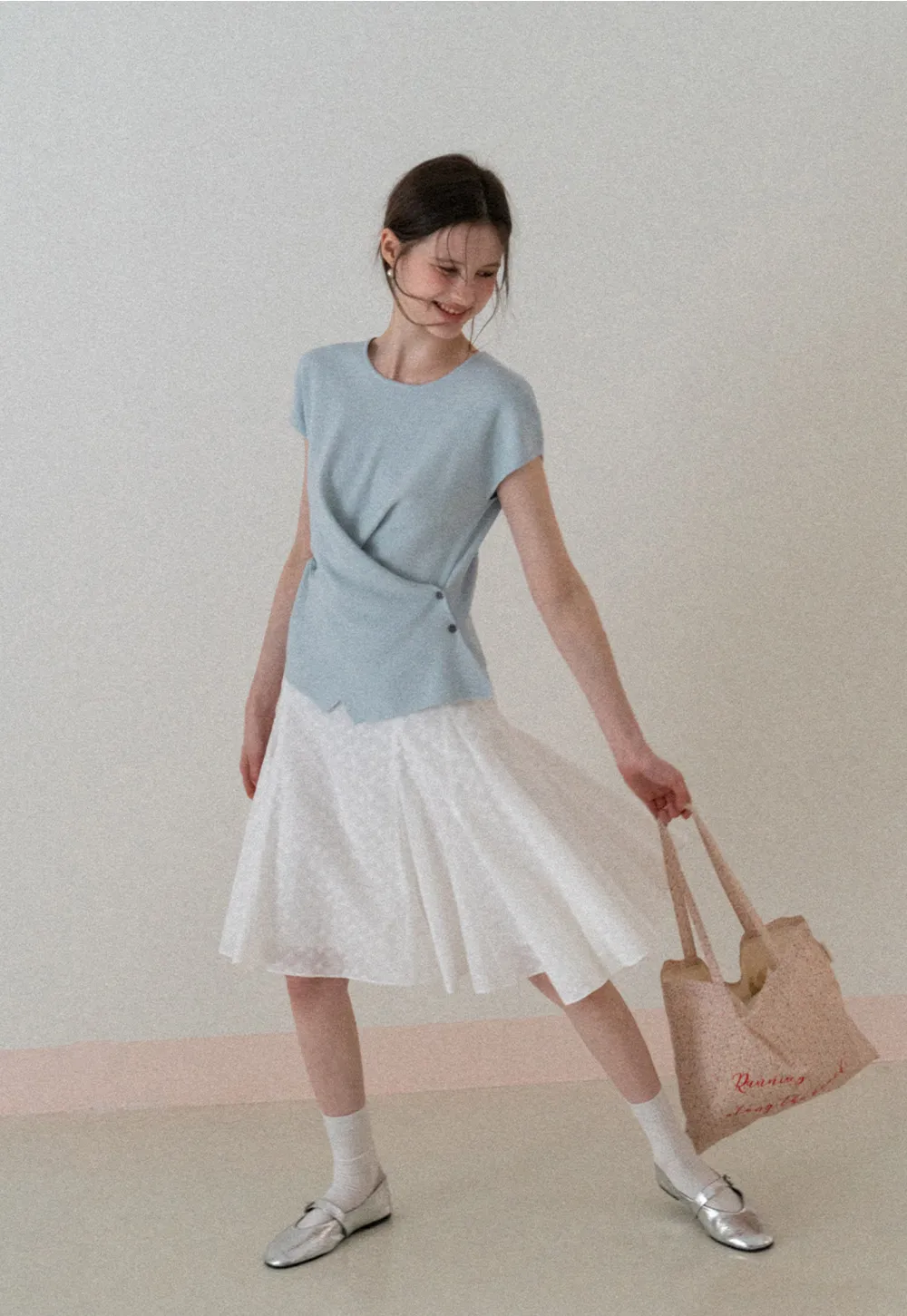 Lightweight Knit Top with Asymmetrical Hem