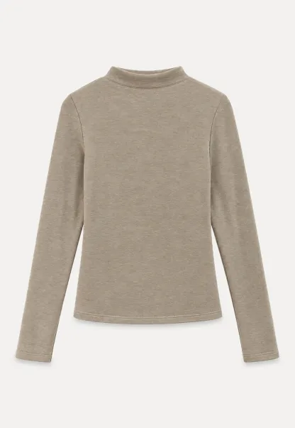 Asymmetrical Draped High Neck Long Sleeve Top