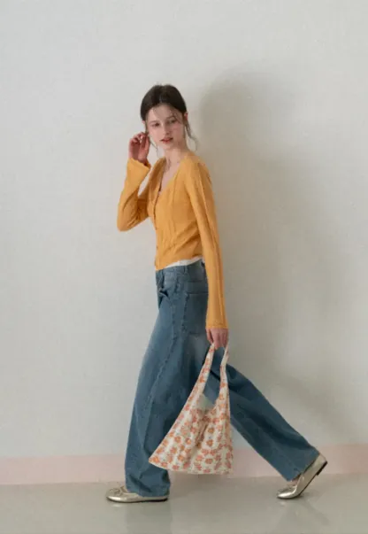 Long Sleeve Knit Sweater with Lace Trim