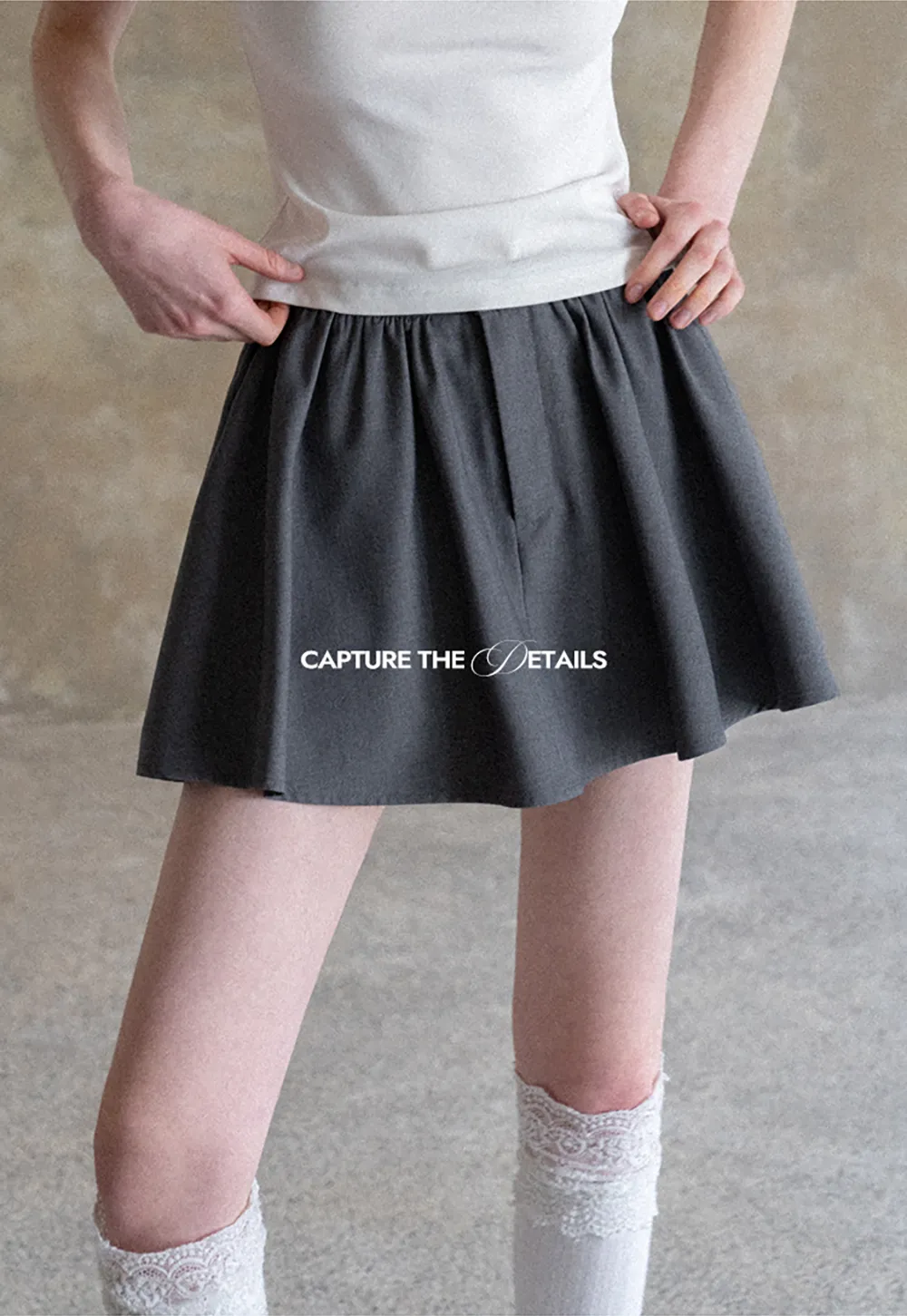 Pleated A-line Mini Skirt with Waistband