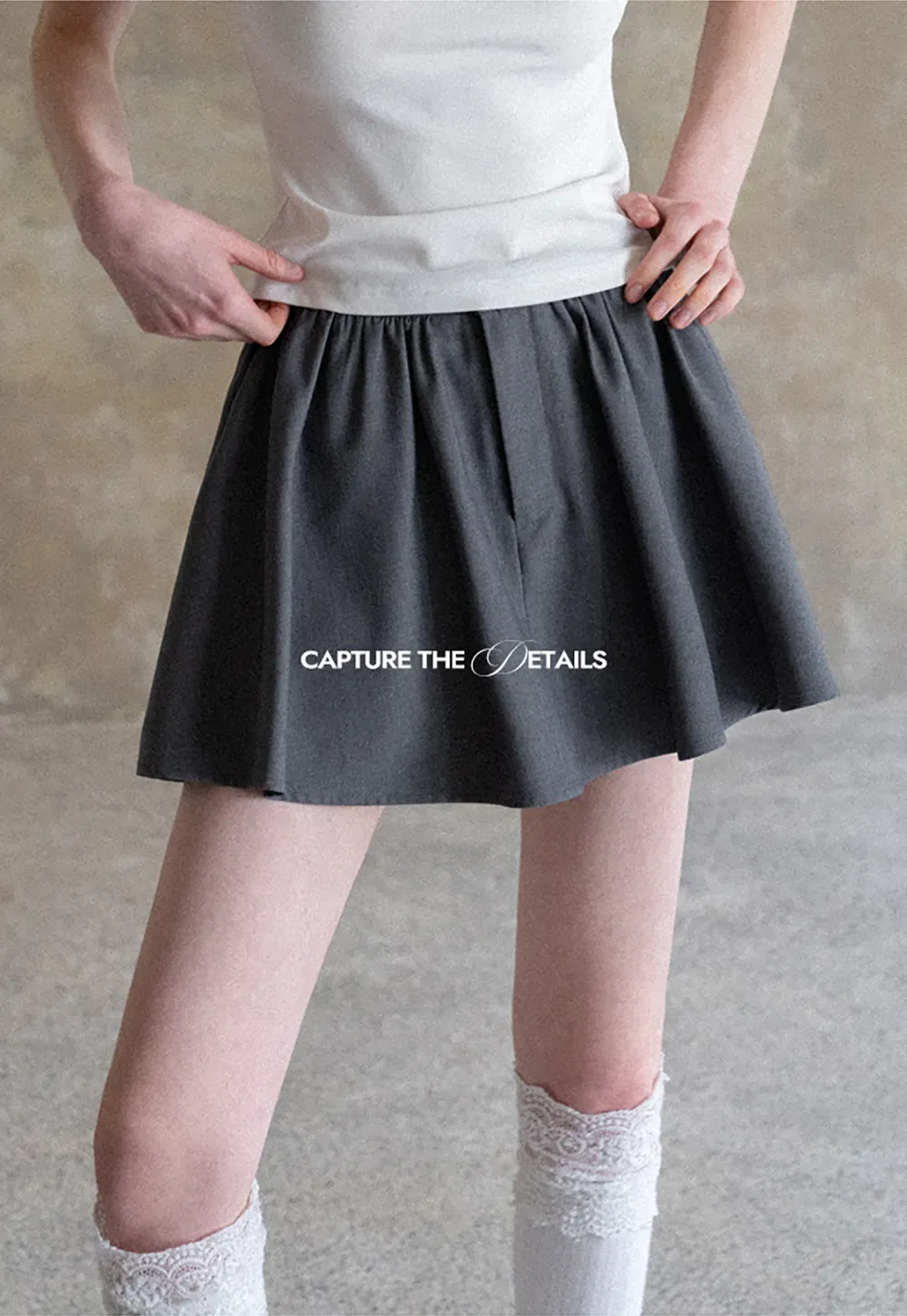 Pleated A-line Mini Skirt with Waistband