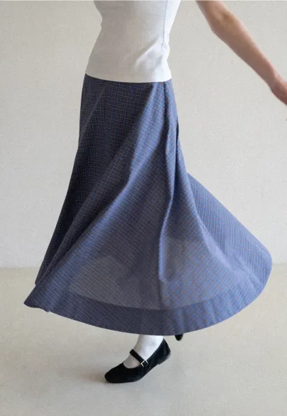 Plaid A-line Midi Skirt